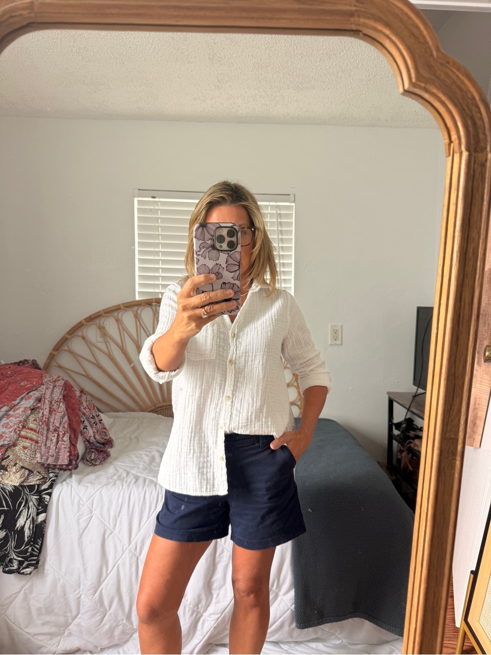 Soft White Button Front Women's Cotton Shirt